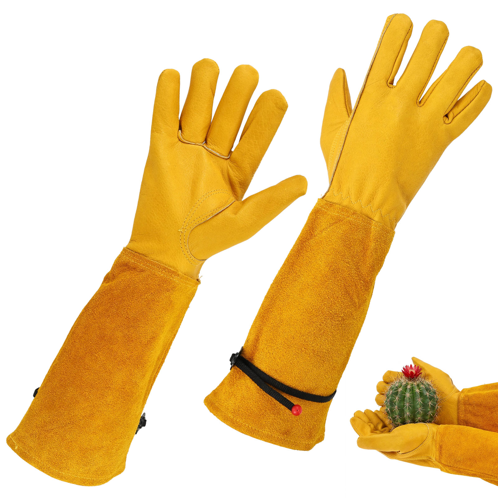 Garden Gloves Thorn Proof - Long Gardening Gloves Adjustable Strap Leather