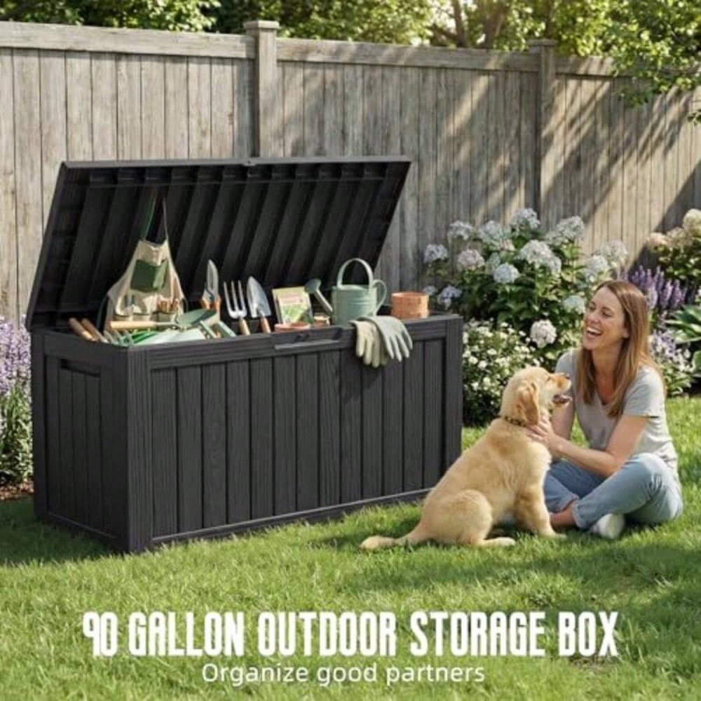 90 Gallon Outdoor Deck Box Wat - đánh giá và giá Gardening Tools Box