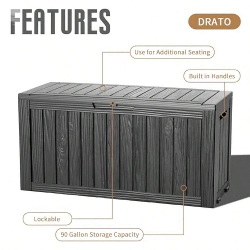 90 Gallon Outdoor Deck Box Wat - đánh giá và giá Gardening Tools Box